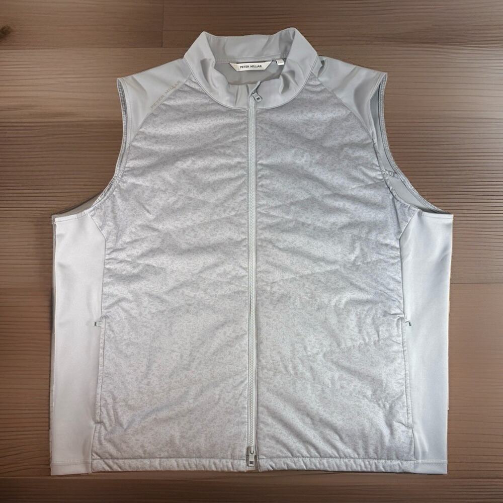 Peter Millar Crown Sport Fuse Hybrid Vest Gale Gray Mens Size XXL Full Zip
